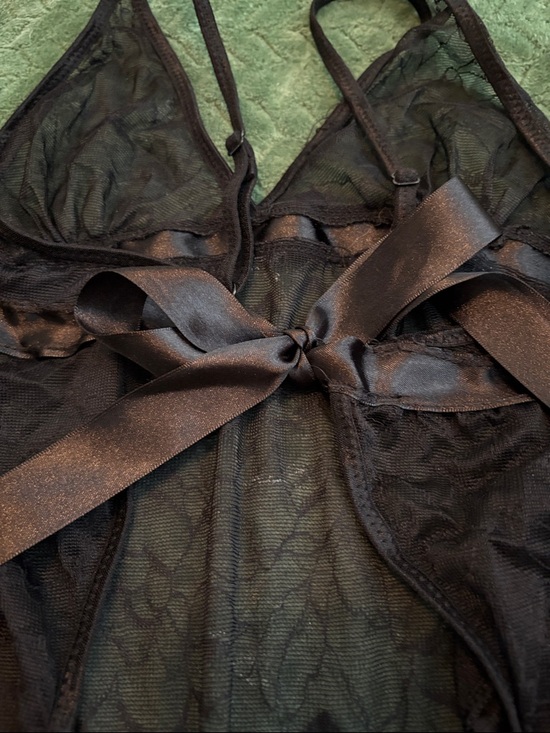 Seven Till Midnight Sheer Teddy Bodysuit Floral Lace Satin Bows Black One Size - Picture 7 of 7